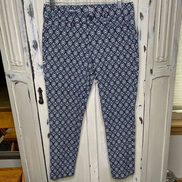 St. John's Bay Pants - St John’s Bay Blue Teal Straight Leg Mosaic Medallion Print Pants Size 6 P